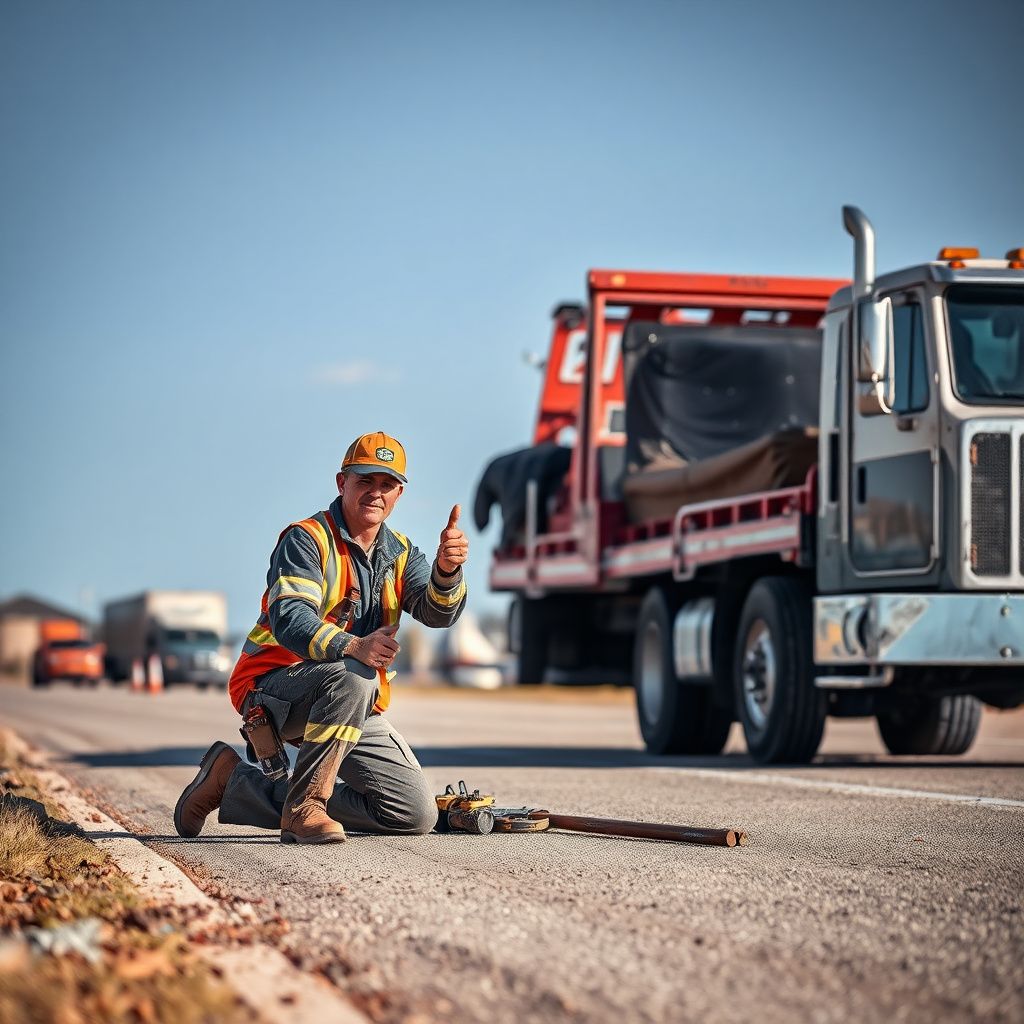 Ashwood Towing professional tow truck operator securing a vehicle onto a flatbed in a safe, well-lit area of Leavenworth, Kansas.